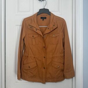 Talbots Women's Brown Full Zip, Drawstring Brown Utility Jacket Size Small